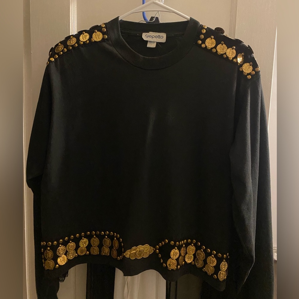 Cropped Vintage Embellished Sweatshirt